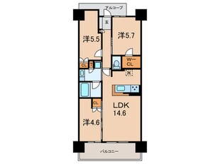 ｼｴﾘｱｼﾃｨ明石大久保ﾌﾞﾘｰｽﾞﾏｰｸC棟の物件間取画像